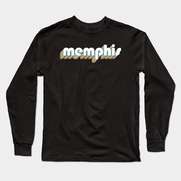 Memphis - Retro Rainbow Typography Faded Style Long Sleeve T-Shirt by Paxnotods